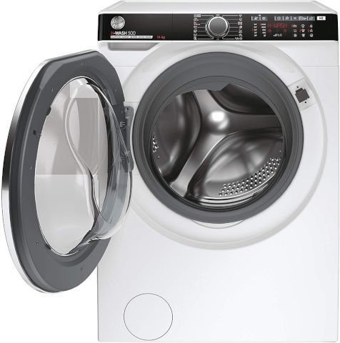 מכונת כביסה פתח חזית 14 ק''ג 1400 סל''ד HWP414AMBC מבית Hoover - צבע לבן עם דלת שחורה 
