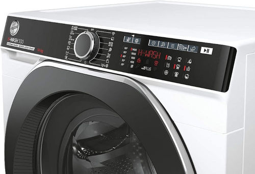 מכונת כביסה פתח חזית 14 ק''ג 1400 סל''ד HWP414AMBC מבית Hoover - צבע לבן עם דלת שחורה 