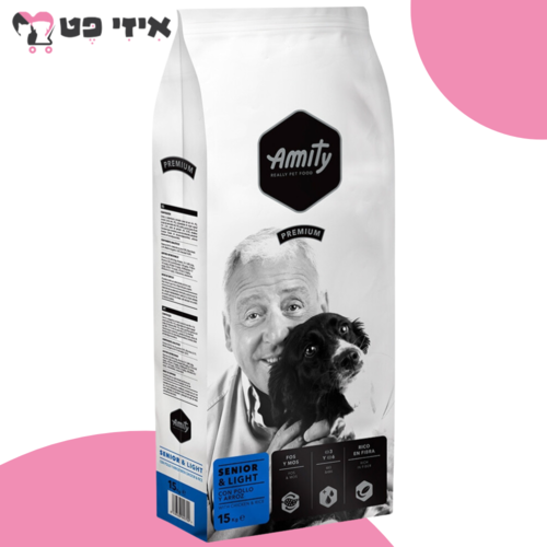 אמיתי פרמיום סניור / לייט עוף ואורז לכלבים 15 ק