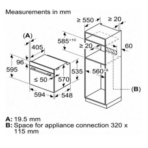 תנור בנוי פירוליטי 71 ליטר Bosch HBG578EB3 Serie 6 שחור | ספרד