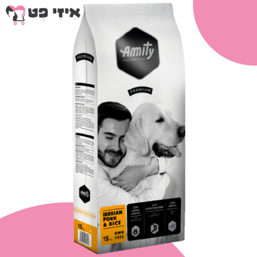 אמיתי פרמיום חזיר ואורז לכלבים בוגרים 15 ק