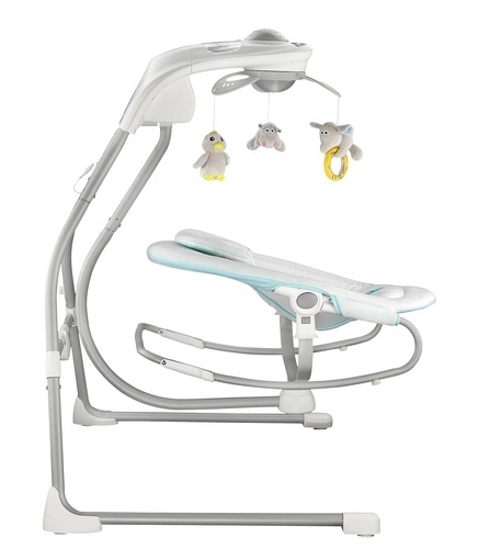 נדנדה חשמלית לתינוק 2 ב 1 משולבת טרמפולינה, מובייל ומקרן תקרה- אפור Baby Michel