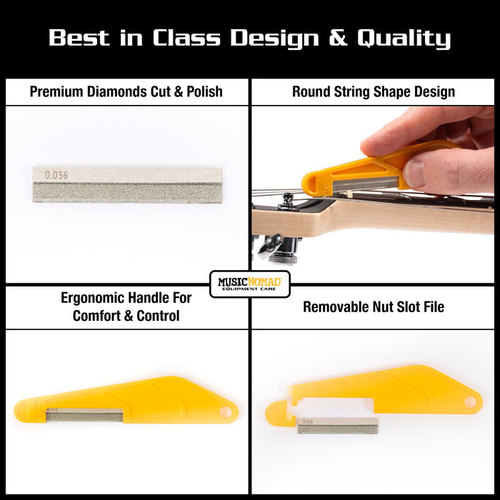 סט 5 פצירות יהלום לנאט בגיטרה בס The Nomad MN673 Diamond Coated Nut File Set w/ Case