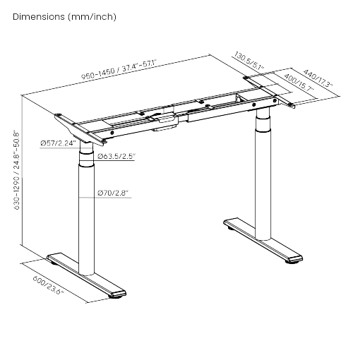 מעמד רגליים עגולות שחורות לשולחן חשמלי LUMI M10-23DE
