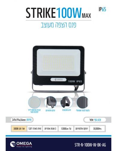פרוג'קטור / פנס הצפה מעוצב New STRIKE   100W 