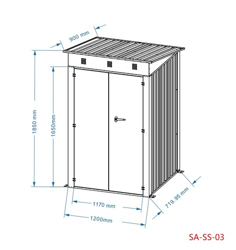 מחסן מתכת דגם SA3 מידה Garden Top 1.20X0.90
