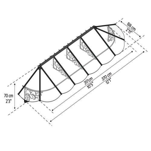 גגון LILY שחור שקוף 0.9x3.7