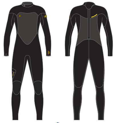 חליפת גלישה גברים PHOENIX BACK ZIP 4/3  