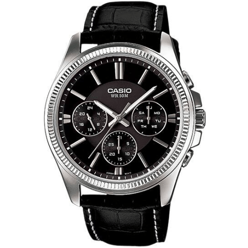 שעון יד אנלוגי לגברים עם רצועת עור Casio MTP-1375L-1AVDF