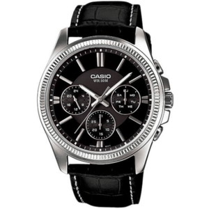 שעון יד אנלוגי לגברים עם רצועת עור Casio MTP-1375L-1AVDF