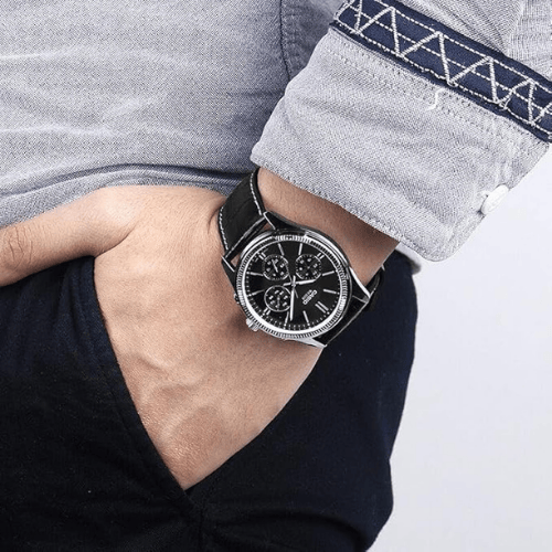 שעון יד אנלוגי לגברים עם רצועת עור Casio MTP-1375L-1AVDF