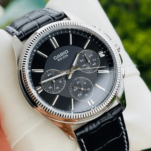 שעון יד אנלוגי לגברים עם רצועת עור Casio MTP-1375L-1AVDF