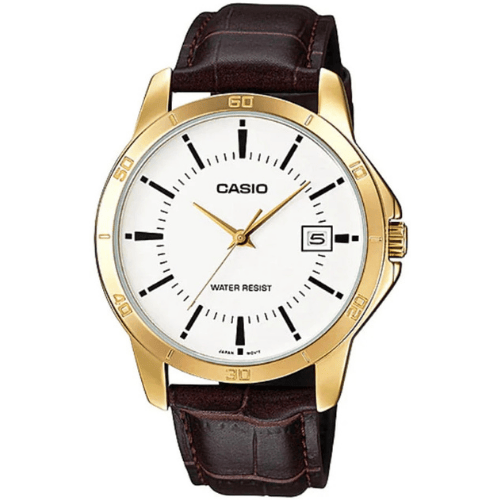 שעון יד אנלוגי לגברים עם רצועת עור Casio MTP-V004GL-7AUDFברפאלי - refali.co.il