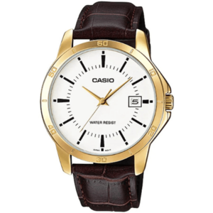 שעון יד אנלוגי לגברים עם רצועת עור Casio MTP-V004GL-7AUDF