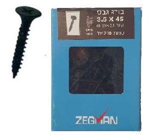 בורג גבס שפיץ 25*3.5 שחור(חלון) (500 יח