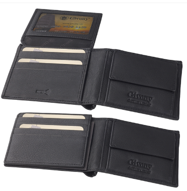 ארנק בטיחות NFC+RFID מעור, תא למטבעות ו-7 תאים לכרטיסים 