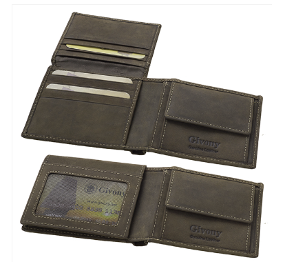 ארנק בטיחות NFC+RFID מעור, תא למטבעות ו-7 תאים לכרטיסים
