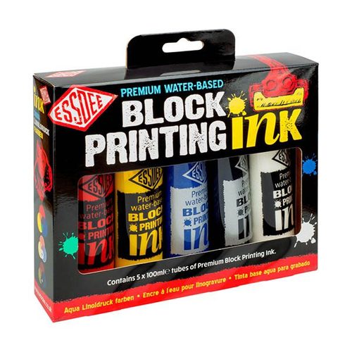 סט 5 צבעים להדפס, על בסיס מים, BLOCK PRINTING INK