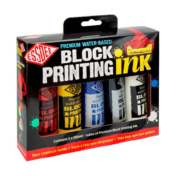 סט 5 צבעים להדפס, על בסיס מים, BLOCK PRINTING INK