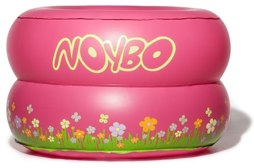 אסלה ניידת מתנפחת לשימוש מחוץ לבית + 20 שקיות חד פעמיות - ורוד