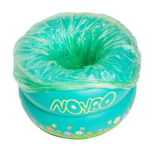 אסלה ניידת מתנפחת לשימוש מחוץ לבית + 20 שקיות חד פעמיות - ורוד