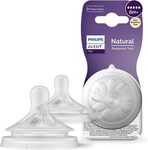 זוג פטמות האכלה לבקבוקי Avent Natural Response - גילאי 6+, זרימה שלב 5