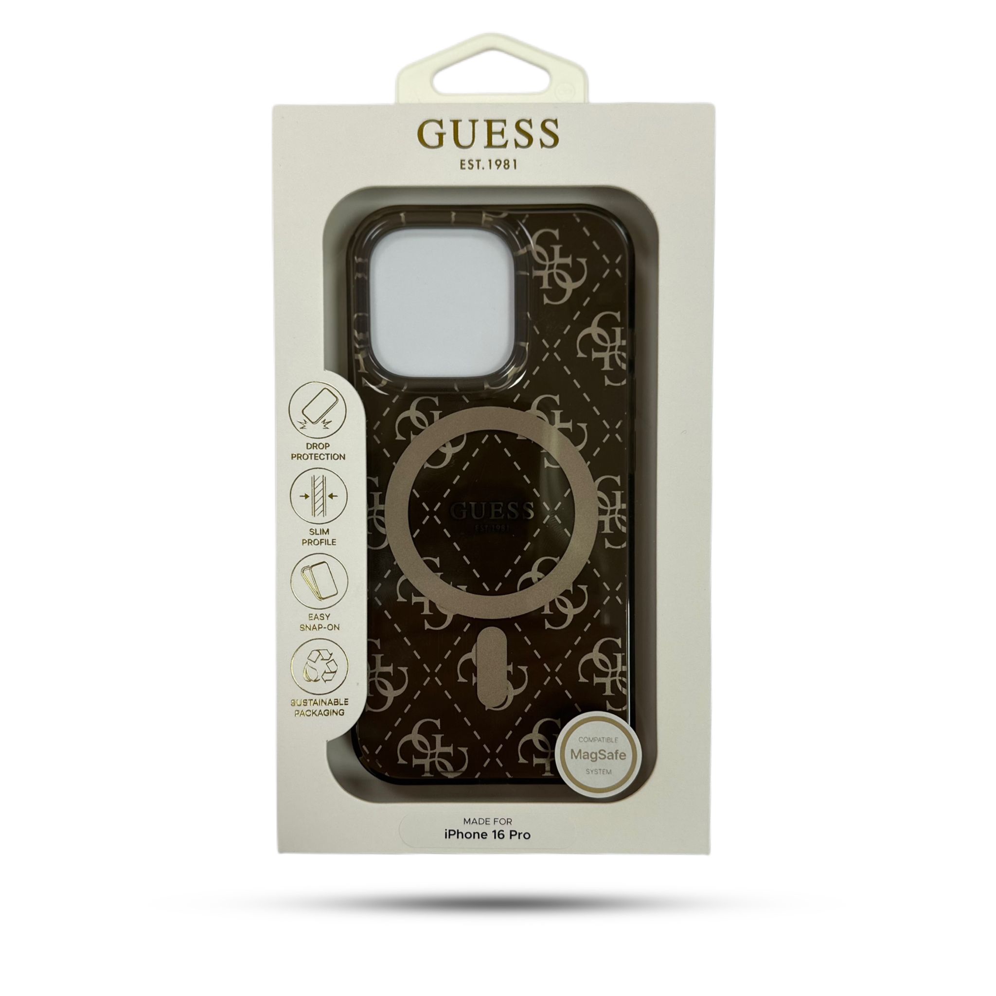 6.3" GUESS Crossbody Printed IML iPhone 16 Pro Brown