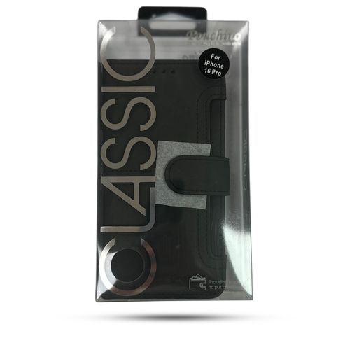 נרתיק ספר Pouchino TASCA for iPhone 16 Pro 6.3 Black