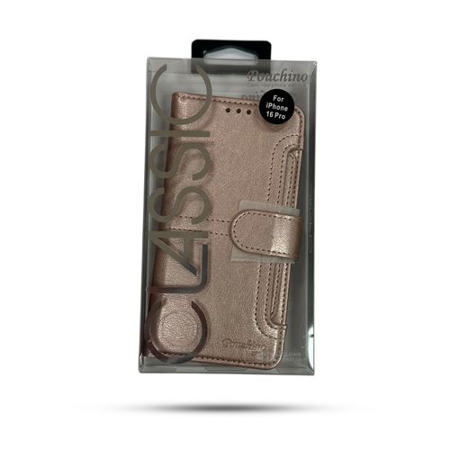 נרתיק ספר Pouchino TASCAfor iPhone 16 Pro 6.3 Rose