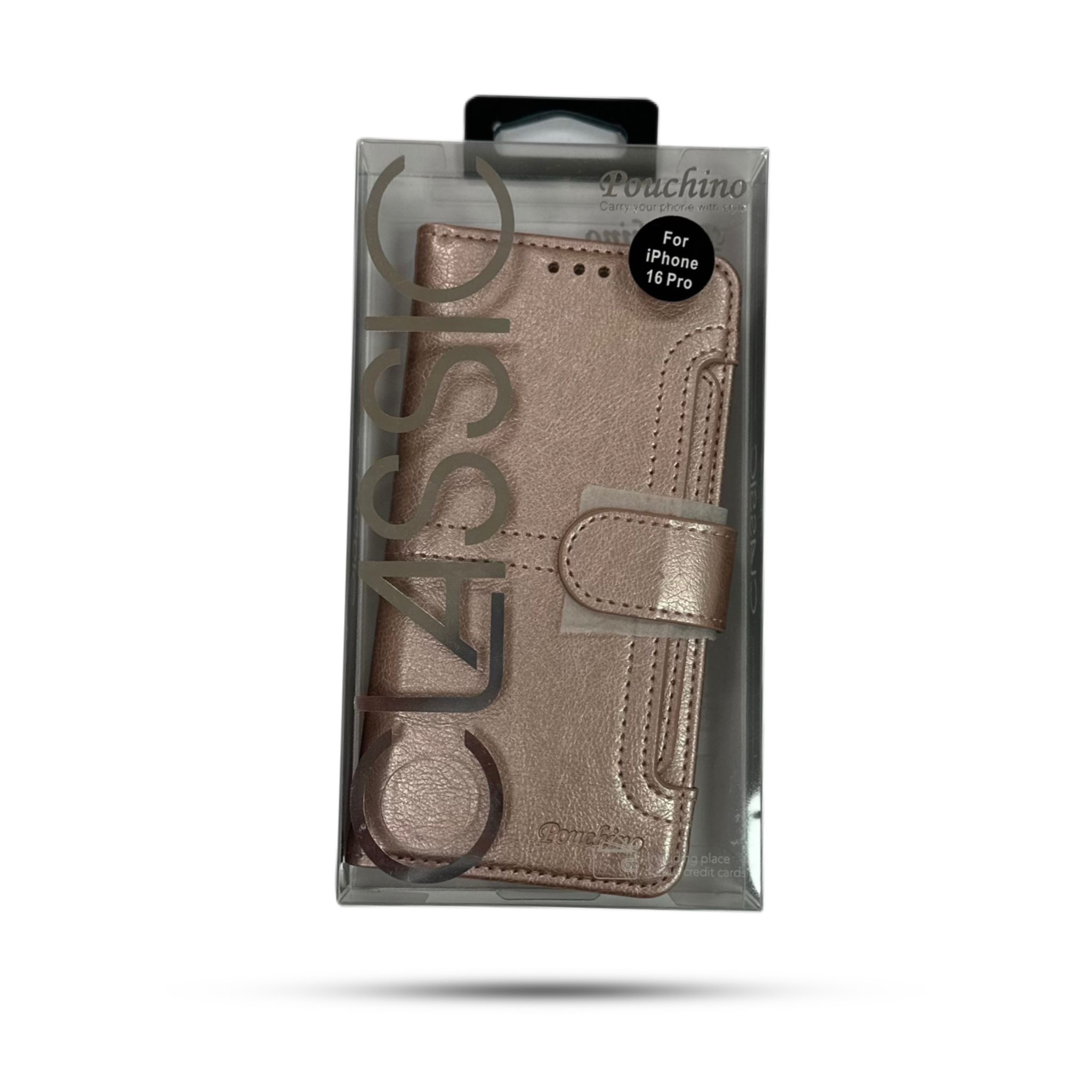 נרתיק ספר Pouchino TASCAfor iPhone 16 Pro 6.3 Rose