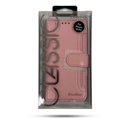 נרתיק ספר Pouchino TASCA for iPhone 16 Pro 6.3 Rose Gold