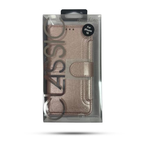 נרתיק ספר Pouchino TASCA for iPhone 16 6.1 Rose Gold