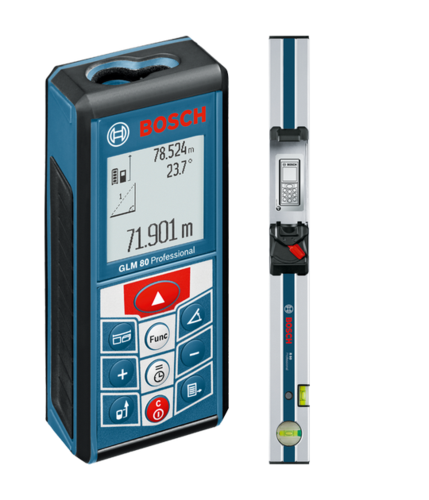 מד טווח לייזר ומסילת פלס BOSCH GLM 80