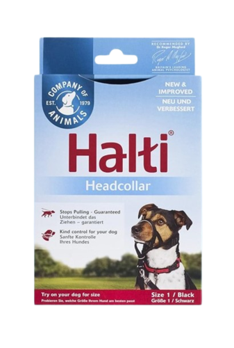 רתמת ראש האלטי צבע שחור לכלב מידה לבחירה Halti Headcollar
