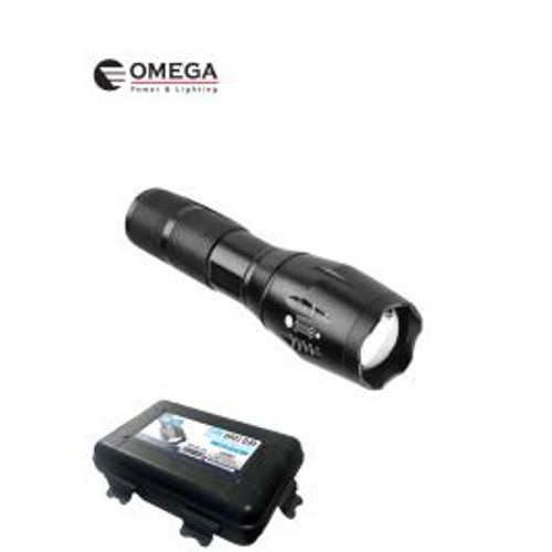 פנס נטען 15W טלסקופי/זום מטען באריזה צבאית OMEGA