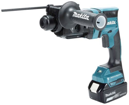 פטישון MAKITA DHR182 בצבע טורקיז עם סוללת LXT 18V, תפסנית SDS-PLUS וידית אחיזה צדדית מתכווננת