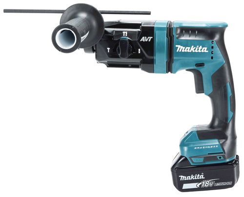 פטישון MAKITA DHR182 בצבע טורקיז עם סוללת LXT 18V, תפסנית SDS-PLUS וידית אחיזה צדדית מתכווננת