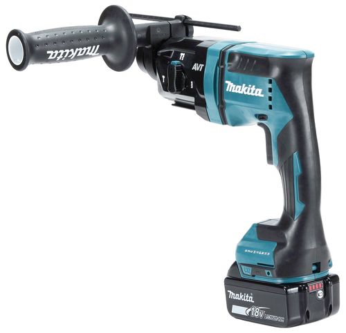 פטישון MAKITA DHR182 בצבע טורקיז עם סוללת LXT 18V, תפסנית SDS-PLUS וידית אחיזה צדדית מתכווננת