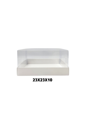 אריזה לעוגה בצבע לבן מידות 23*23 + 10