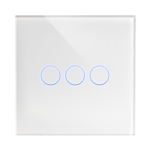  מתג טאץ' חכם לתאורה 3 לחצנים זכוכית לבנה WIFI 60mm 