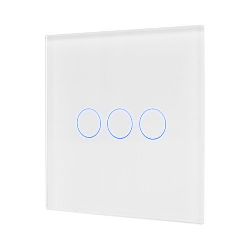  מתג טאץ' חכם לתאורה 3 לחצנים זכוכית לבנה WIFI 60mm 