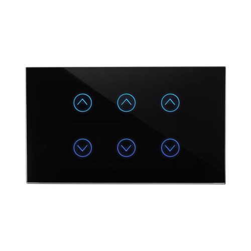  מתג טאץ' חכם ל-3 תריסים זכוכית שחורה 3 מודול WIFI 