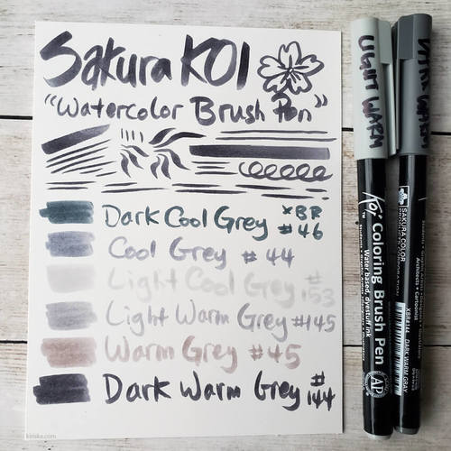 6 טושי מכחול coloring brush pens , גווני GREY SET