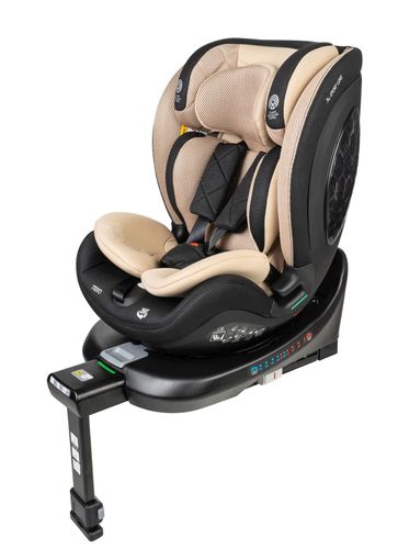 כיסא בטיחות ובוסטר מסתובב TRIVO 360º מלידה ועד גיל 8 בתקן i-Size עם ריפוד מנדף זיעה - שחור/בז'