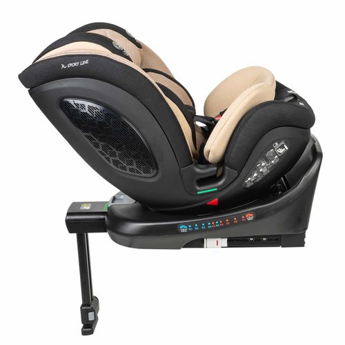 כיסא בטיחות ובוסטר מסתובב TRIVO 360º מלידה ועד גיל 8 בתקן i-Size עם ריפוד מנדף זיעה - שחור/בז'