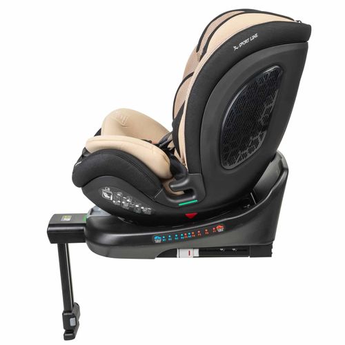 כיסא בטיחות ובוסטר מסתובב TRIVO 360º מלידה ועד גיל 8 בתקן i-Size עם ריפוד מנדף זיעה - שחור/בז'
