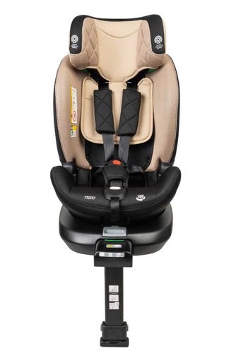 כיסא בטיחות ובוסטר מסתובב TRIVO 360º מלידה ועד גיל 8 בתקן i-Size עם ריפוד מנדף זיעה - שחור/בז'