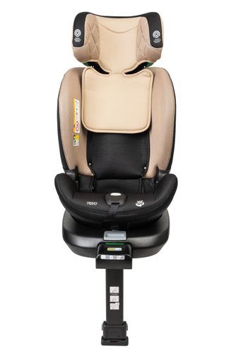 כיסא בטיחות ובוסטר מסתובב TRIVO 360º מלידה ועד גיל 8 בתקן i-Size עם ריפוד מנדף זיעה - שחור/בז'