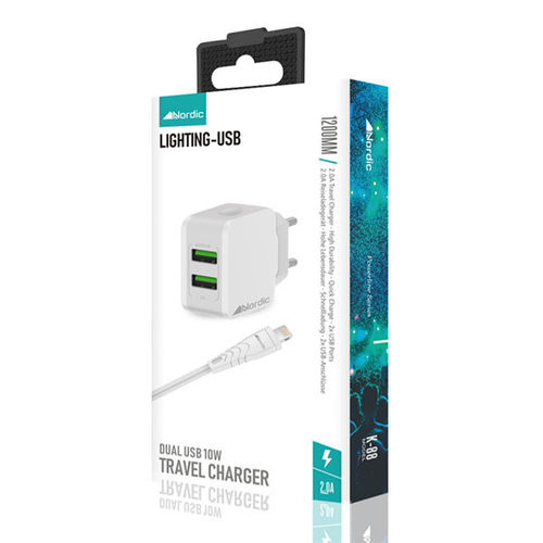 מטען קיר 2יציאות וכבל NORDIC 25W TYPC/USB
