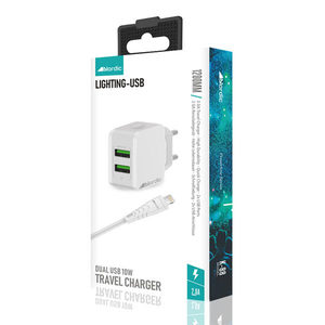 מטען קיר 2יציאות וכבל NORDIC 25W TYPC/USB